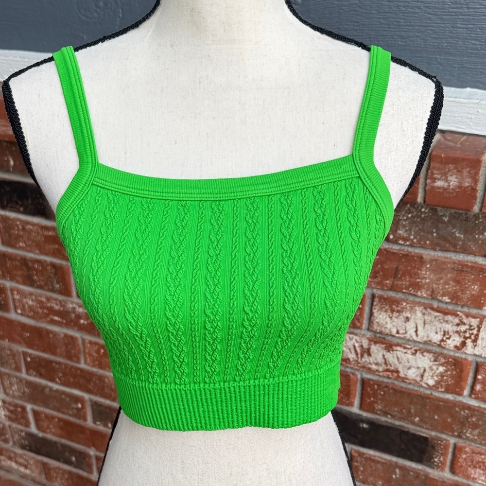 Nikibiki Classic Green Cable Knit Bralette Seamless Crop Tank Top Women’s OS